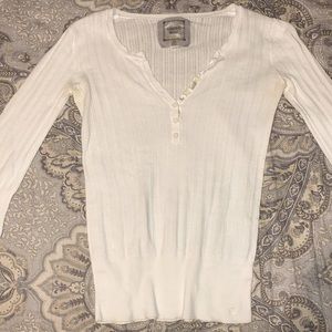 “Limited Too” long sleeve white button up sweater weather, shirt.
